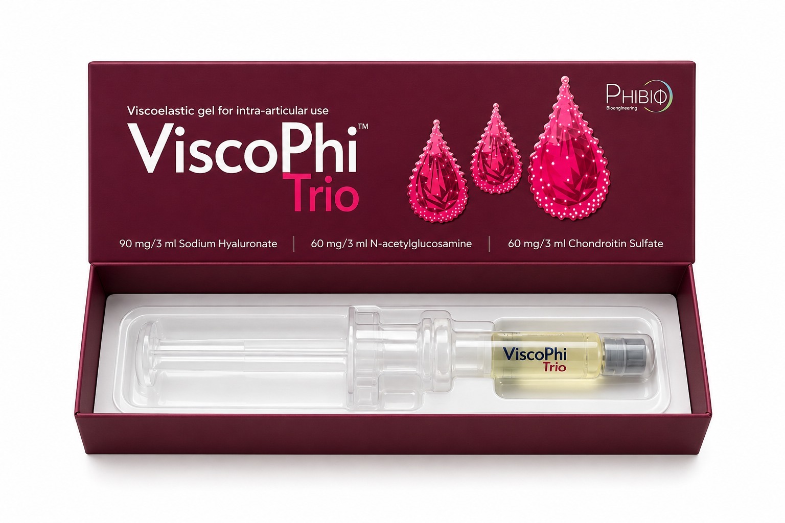 ViscoPhi Trio, odprto pakiranje in prednapolnjena brizga